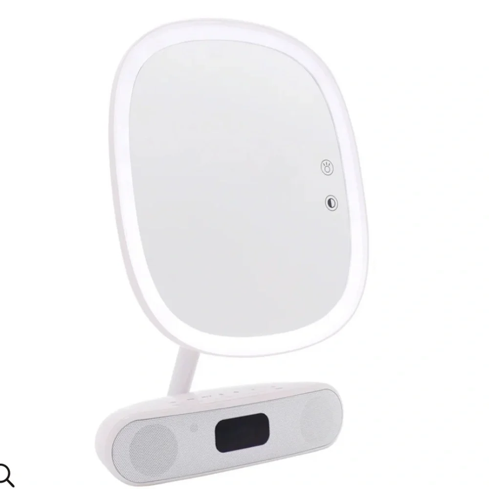 Impressions Melody Duotone Makeup Mirror with Bluetooth Speakers- White